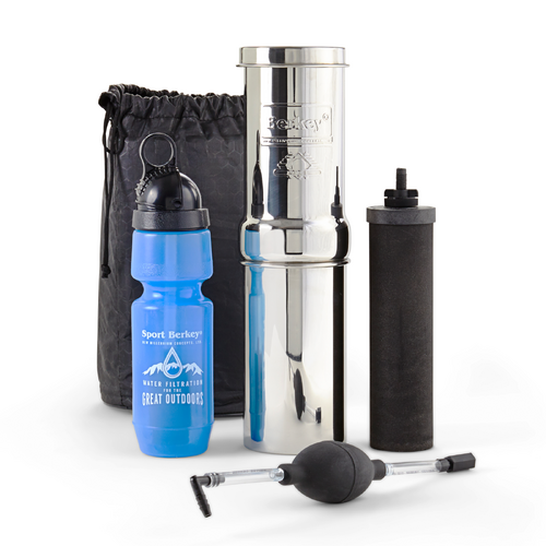Go Berkey Portable / Hiking Kit with Black Berkey Primer & Berkey Sports Filter Bottle