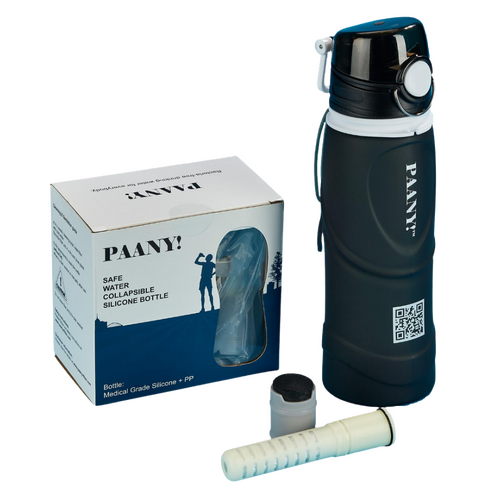 PAANY! Collapsible Silicone Water Filtration Bottle 750ml